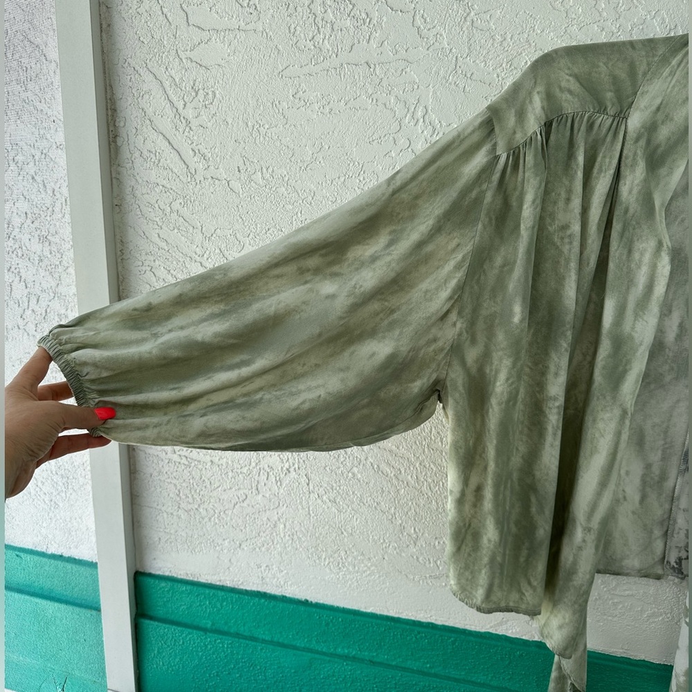 Surf Gypsy Wrap Top Tie Dye Tie Front Long Sleeves Medium Cover Up Shrug Medium - Picture 5 of 13